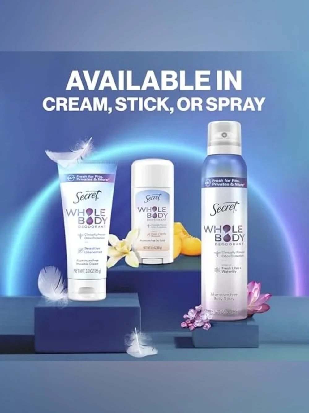 Secret Whole Body Deodorant Stick - Light + Fresh, NEW